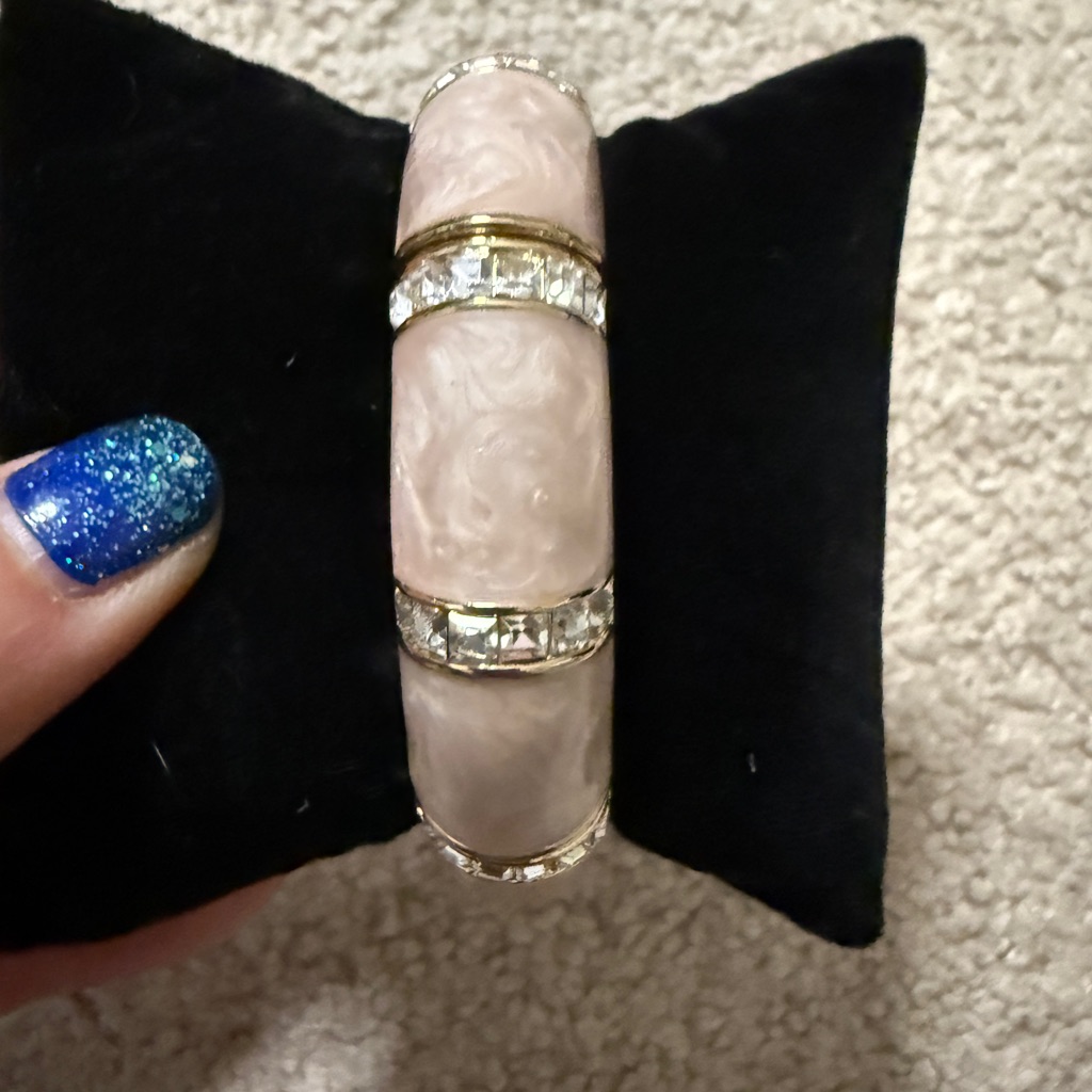 Elegant Gold And Cream Bangle Bracelet